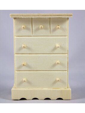 Greenbrier Dollhouse Furniture Unfinished Wood 6-Drawer Dresser 1:12 Scale 002